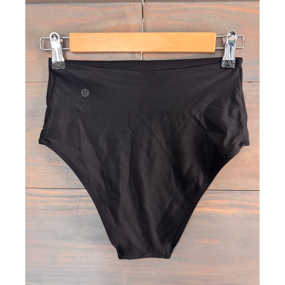 Lululemon High-Waisted Bikini Bottoms Black Swimwear Women Size 4 - Picture 2 of 3